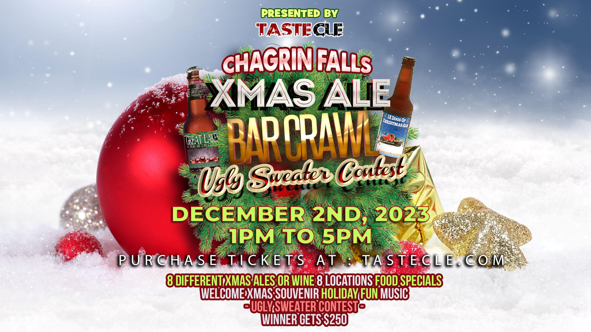 Chagrin Falls Christmas Ale Ugly Sweater Crawl 2023 Taste CLE